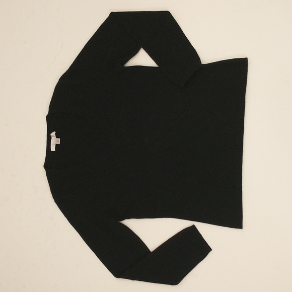 Low V Black Cashmere Pullover Sweater Super Soft Quality Top by Caslon Lg v Sexy - Picture 7 of 8